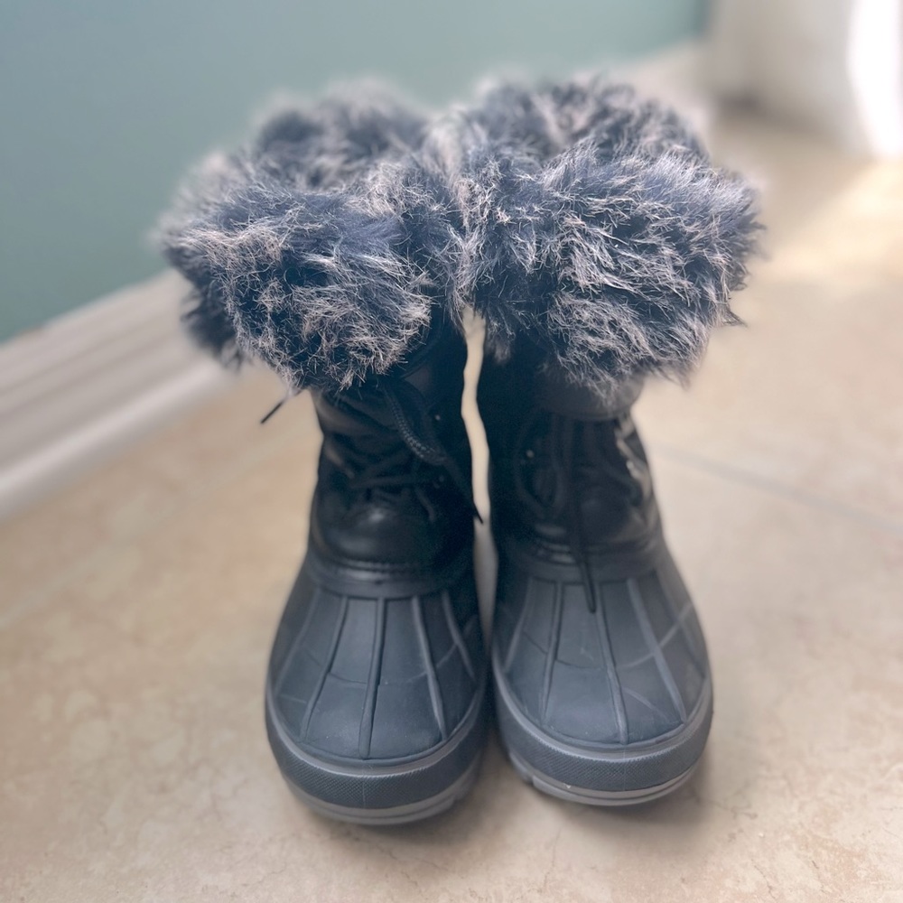 Kids Faux Fur Trim Mid-calf Boots